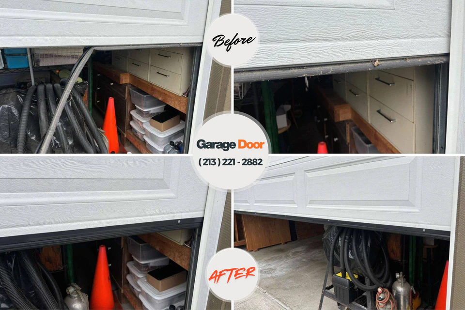 Before and after: garage door repair Lathrup Village, MI